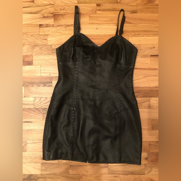 Lab London genuine leather black mini bustier dress lace detail ASOS BNWT SZ XL - Picture 5 of 11
